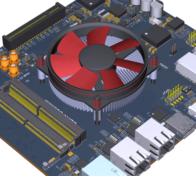 3D rendering of a complex PCB design in Altium Designer